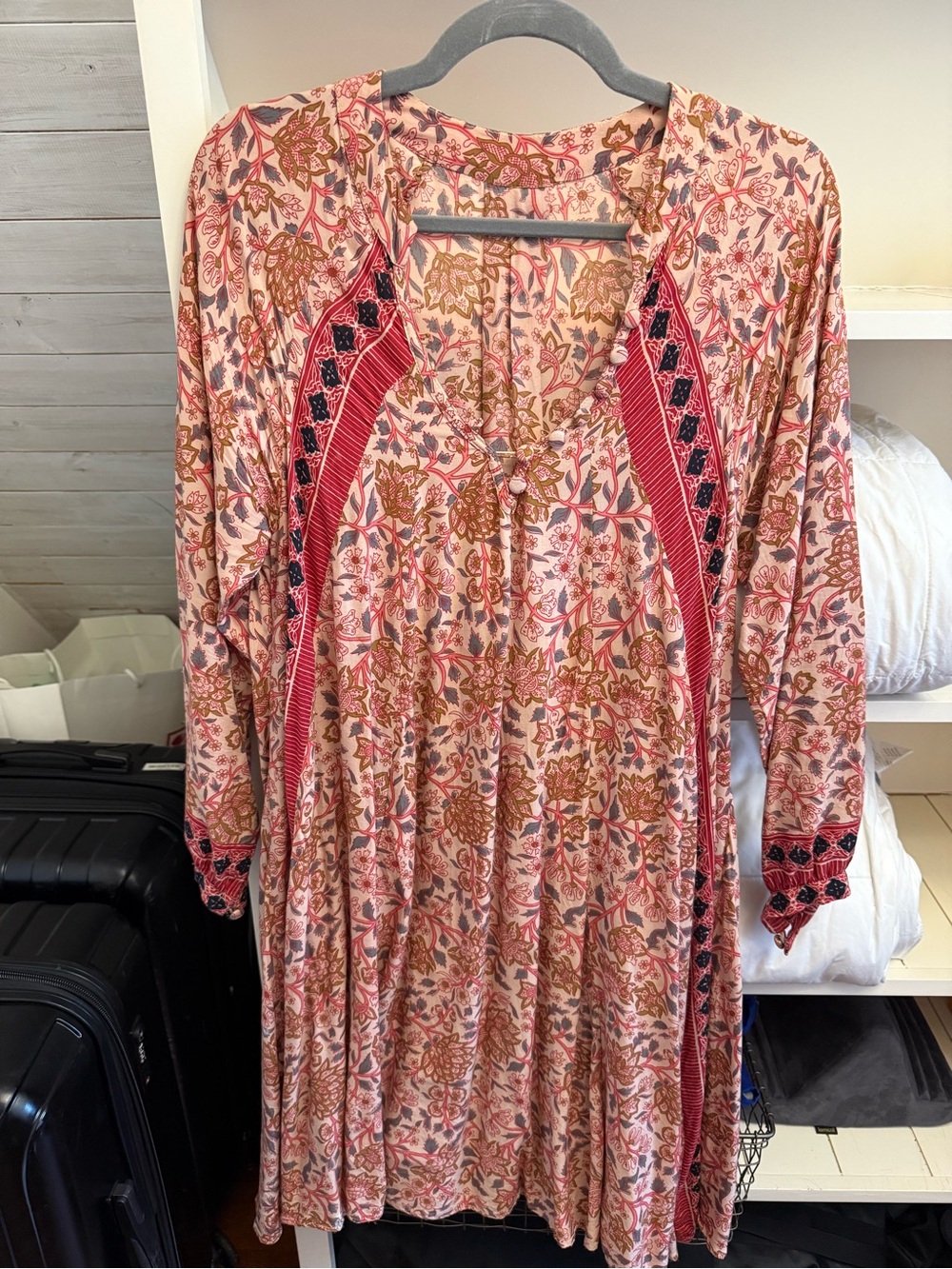 Natalie Martin Pink Floral Tunic Dress with Rust and Navy Accents